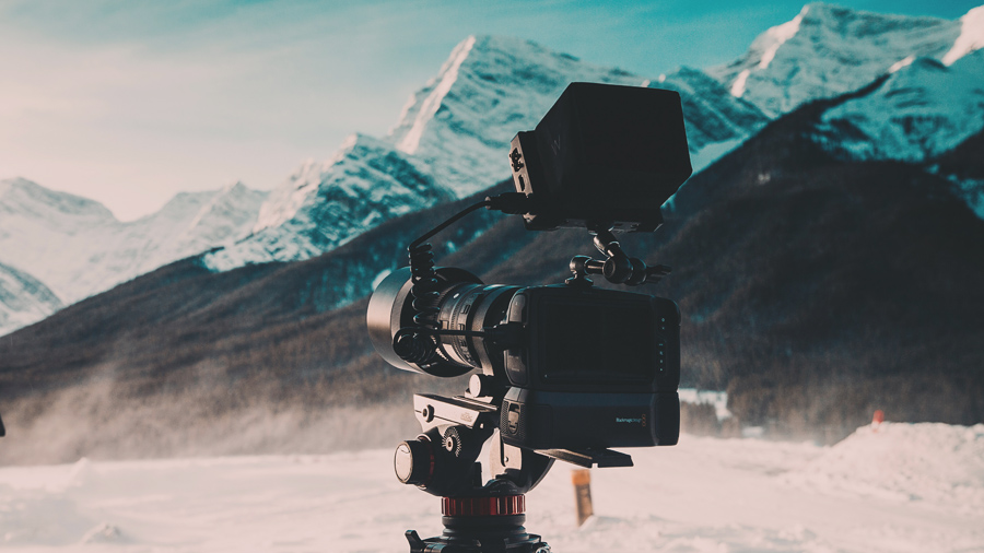 title image: camera facing a mountain range